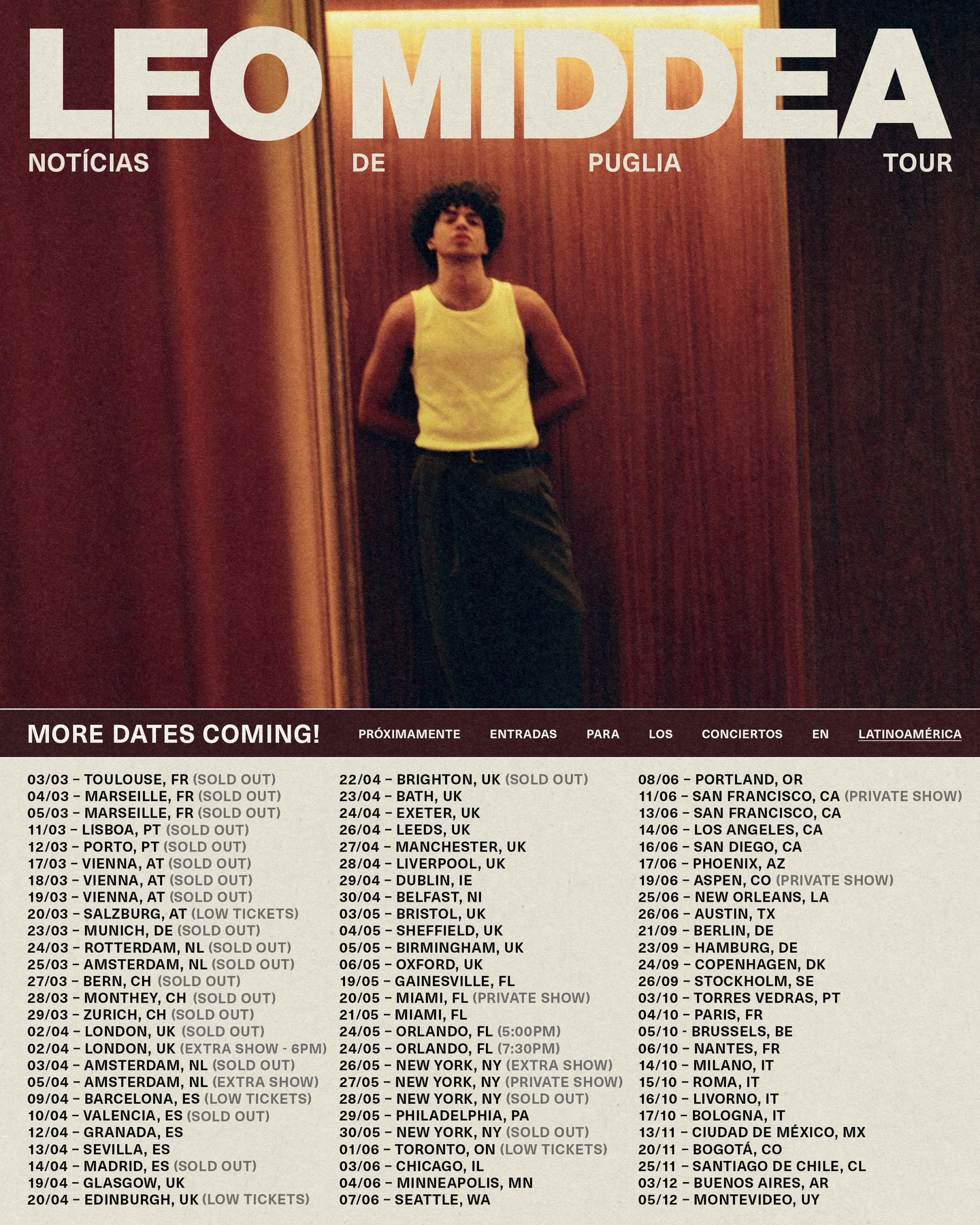 Leo Middea Notícias de Puglia Tour Poster 2026